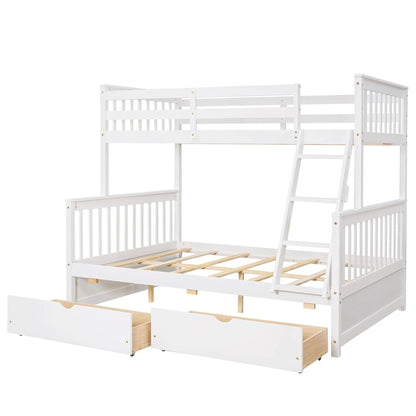 Bunk bed with ladders and 2 storage drawers in white finish, slats, Unique Piece Furniture on Tampa Home & Garden Store