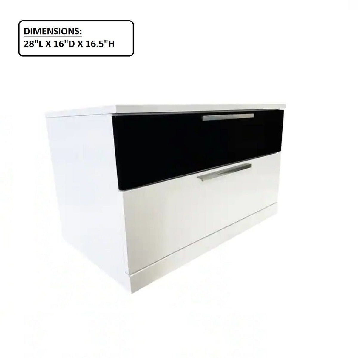 2-drawer nightstand white with black front, metal handles, HouseOfZazla accent nightstand on Tampa Home & Garden Store