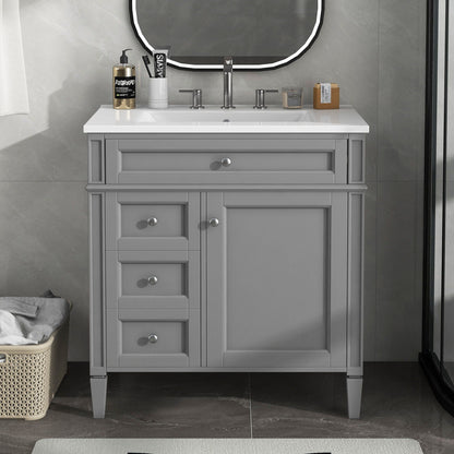 Solid Wood Bathroom Vanity and Two Drawers