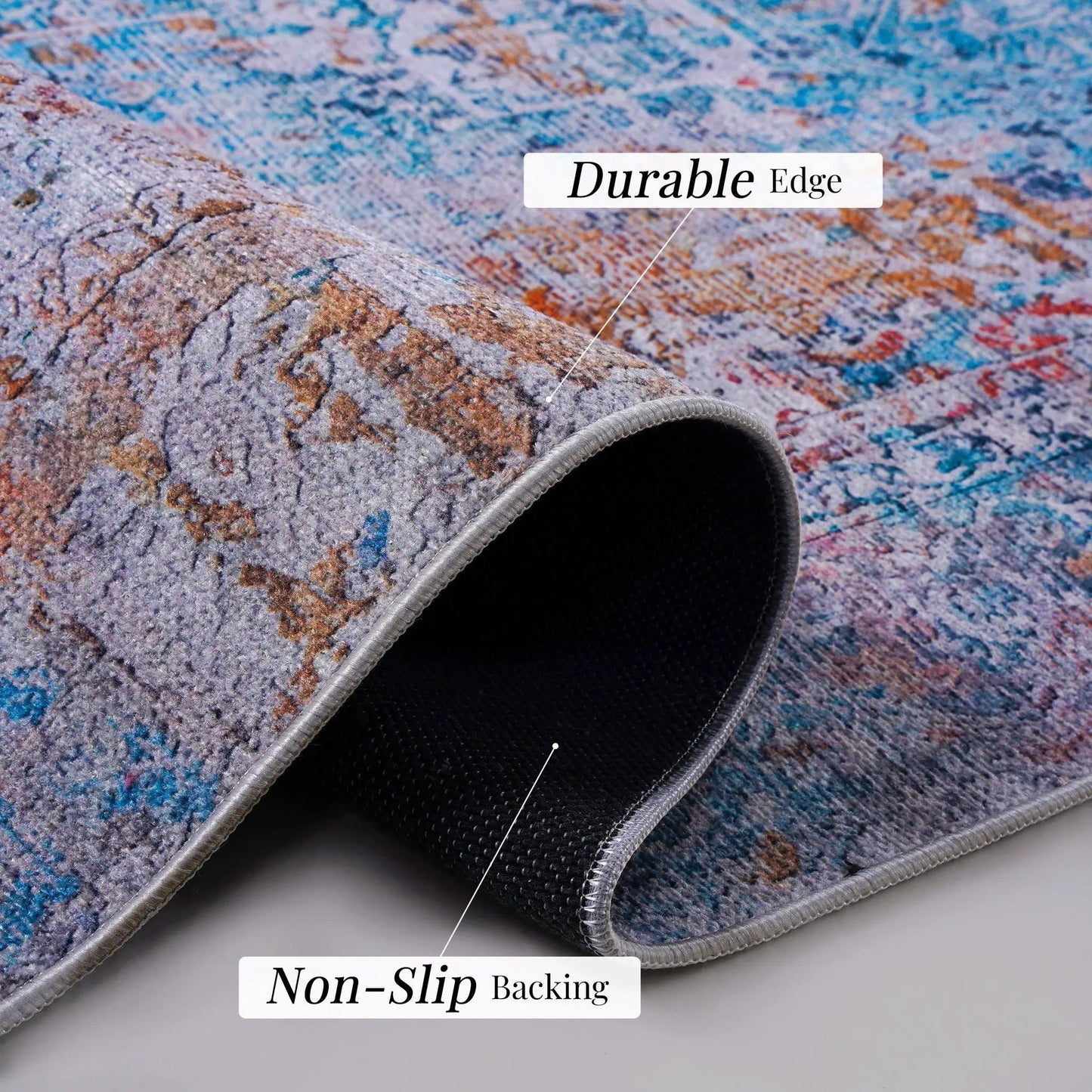 Area Rug Maval Washable by Unique Piece Furniture in blue-purple pattern with non-slip backing on Tampa Home & Garden Store