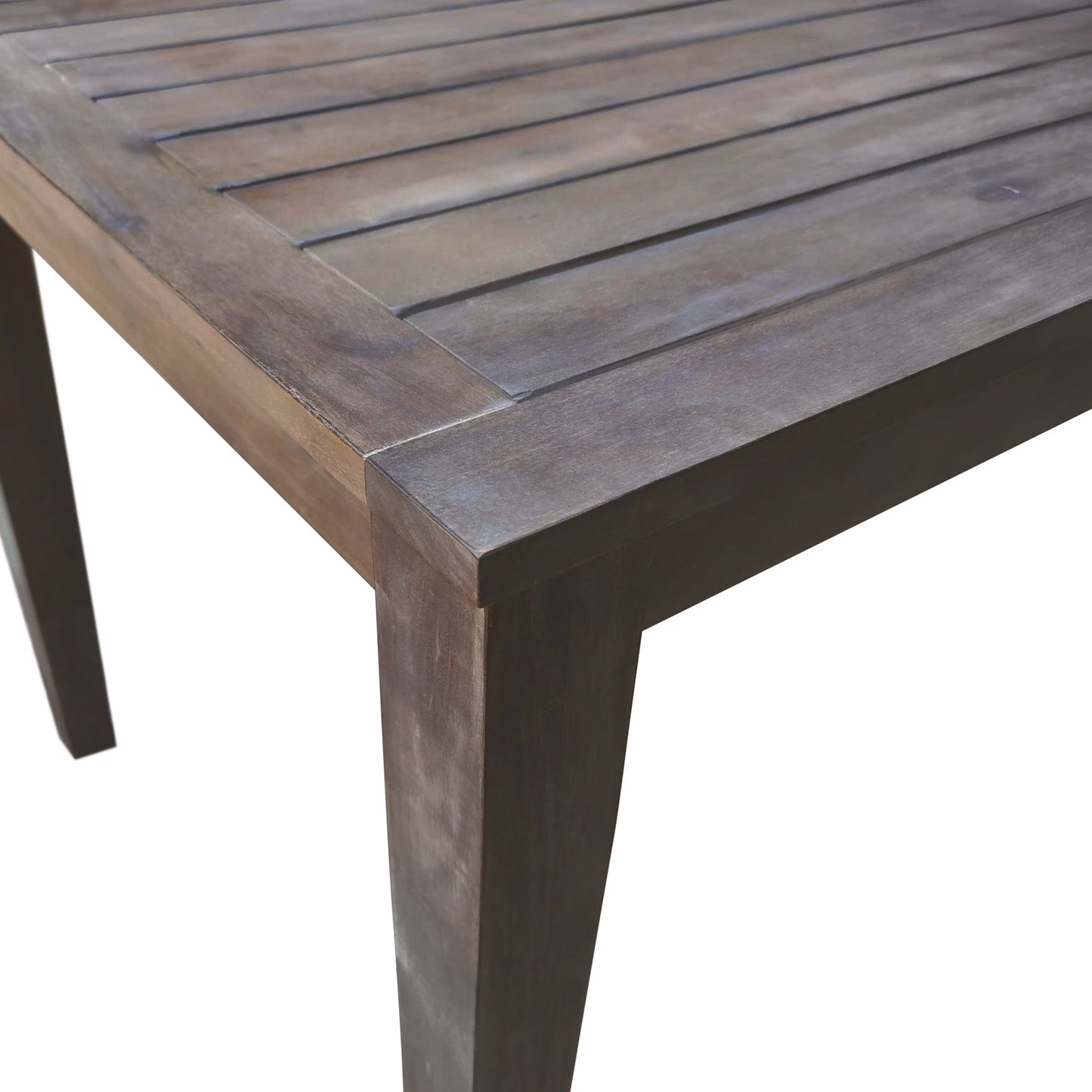 U_Style 7-Piece Acacia Wood Outdoor Dining Set dark stained table with slatted top legs on Tampa Home & Garden Store