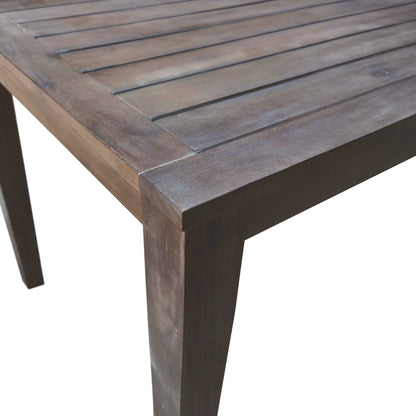 U_Style 7-Piece Acacia Wood Outdoor Dining Set dark stained table with slatted top legs on Tampa Home & Garden Store