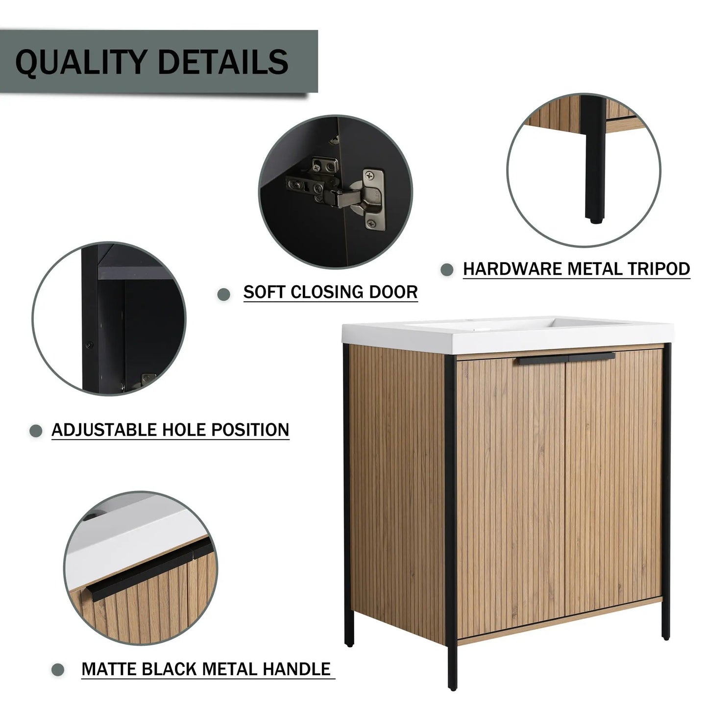 Modern Freestanding Vanity With Resin Sink