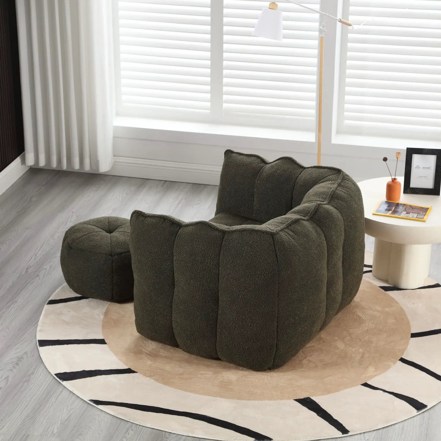 Two Soft Bean Bag Chairs with High Resilient Foam, ottoman by Unique Piece Furniture on Tampa Home & Garden Store
