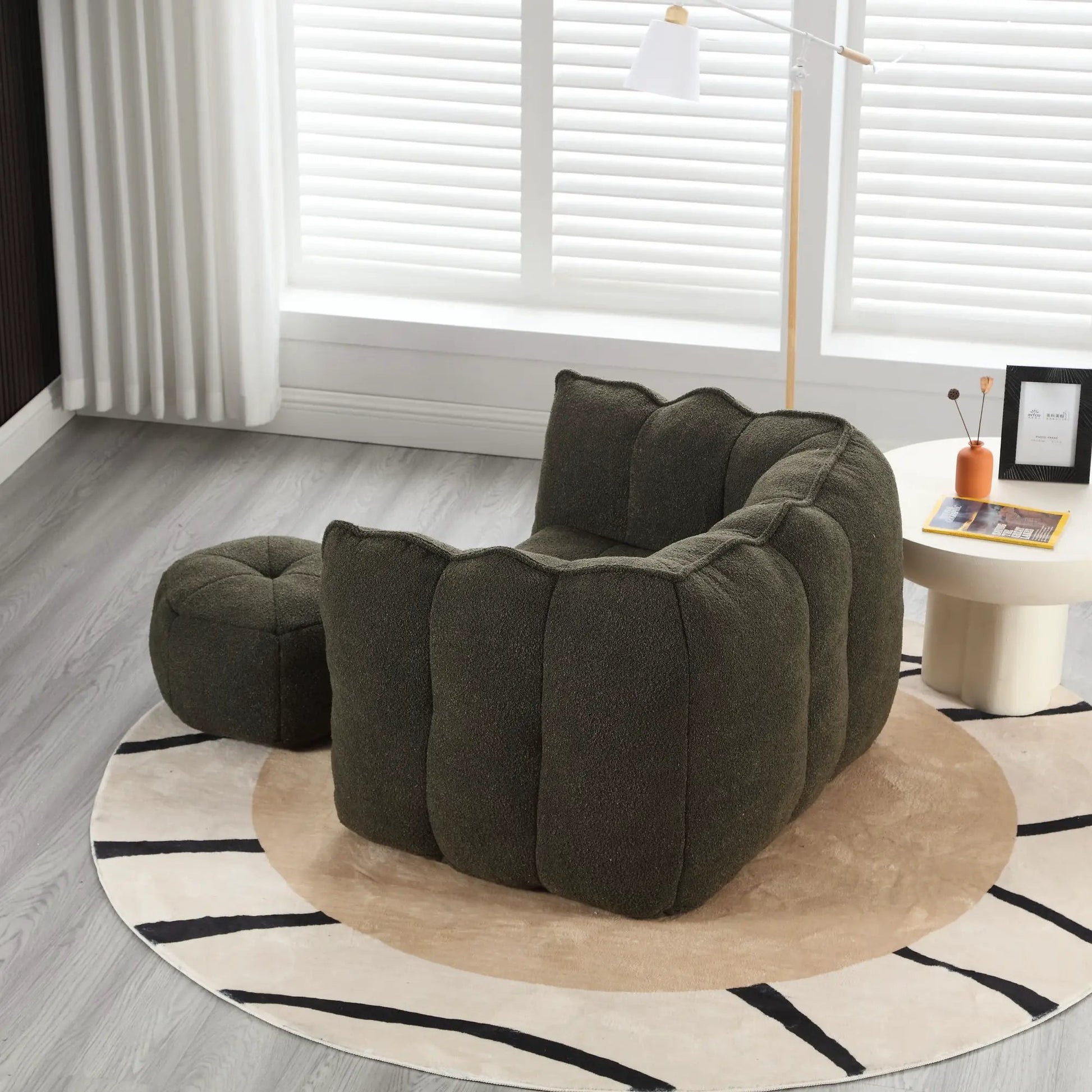 Two Soft Bean Bag Chairs with High Resilient Foam, ottoman by Unique Piece Furniture on Tampa Home & Garden Store