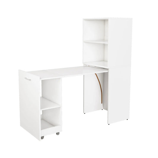 Stretchable office desk with storage shelves and mobile wheels by Unique Piece Furniture on Tampa Home & Garden Store