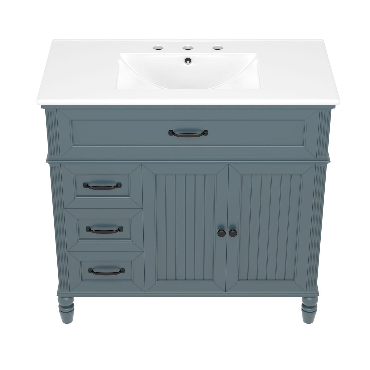 Bathroom vanity with sink and drawers by HouseOfZazla in blue-gray solid wood on Tampa Home & Garden Store
