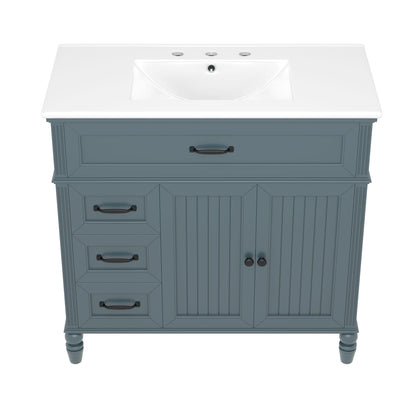 Bathroom vanity with sink and drawers by HouseOfZazla in blue-gray solid wood on Tampa Home & Garden Store