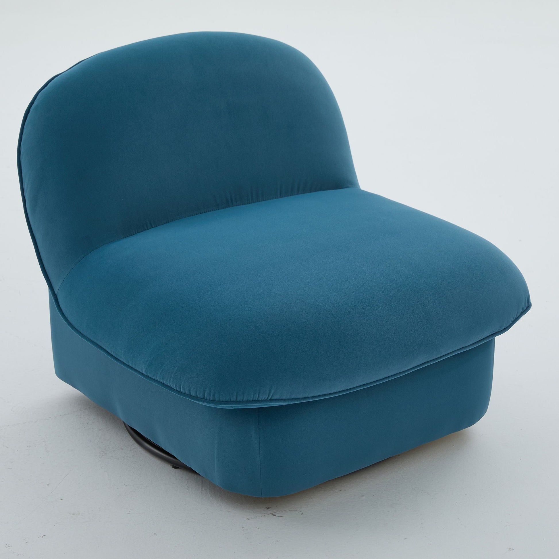 Pumpkin Shaped Swivel Accent Chair teal upholstery with rounded back, 360° rotation on Tampa Home & Garden Store