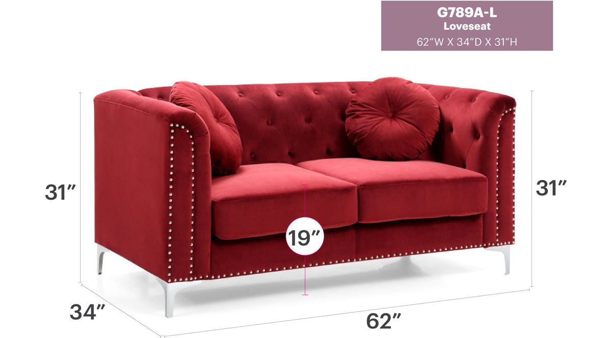 Stylish Sloped Arm Loveseat in red micro-suede HouseOfZazla on Tampa Home & Garden Store