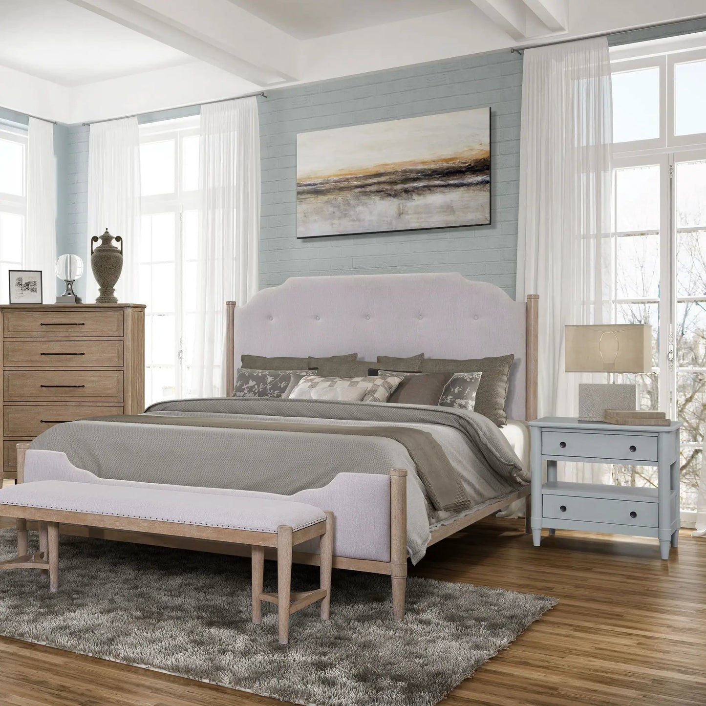 Open Nightstand With 2 Drawers and Felt Lined Top