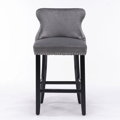 Contemporary Wing-Back Barstools with Tufting