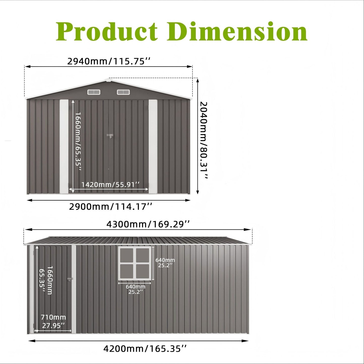 Outdoor Metal Storage Shed With Lockable Doors