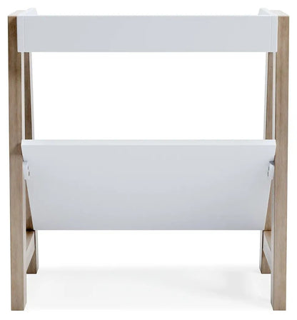 Blariden Small Bookcase in White and Tan