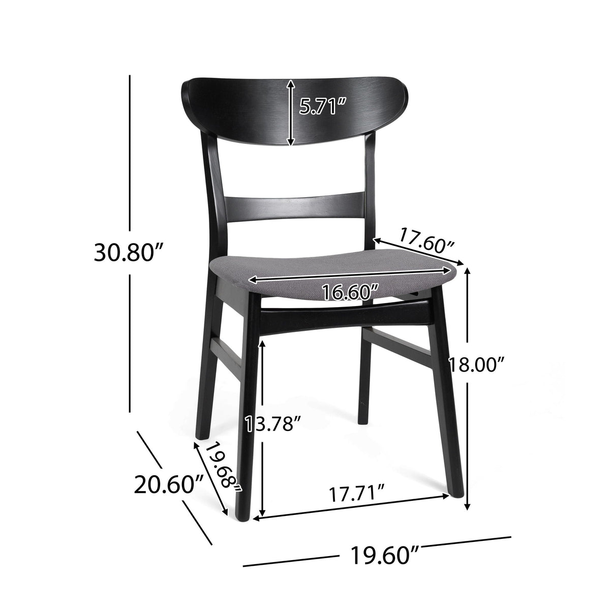 Modern dining chair with dark gray upholstered seat and wood frame, kid-sized side chair on Tampa Home & Garden Store