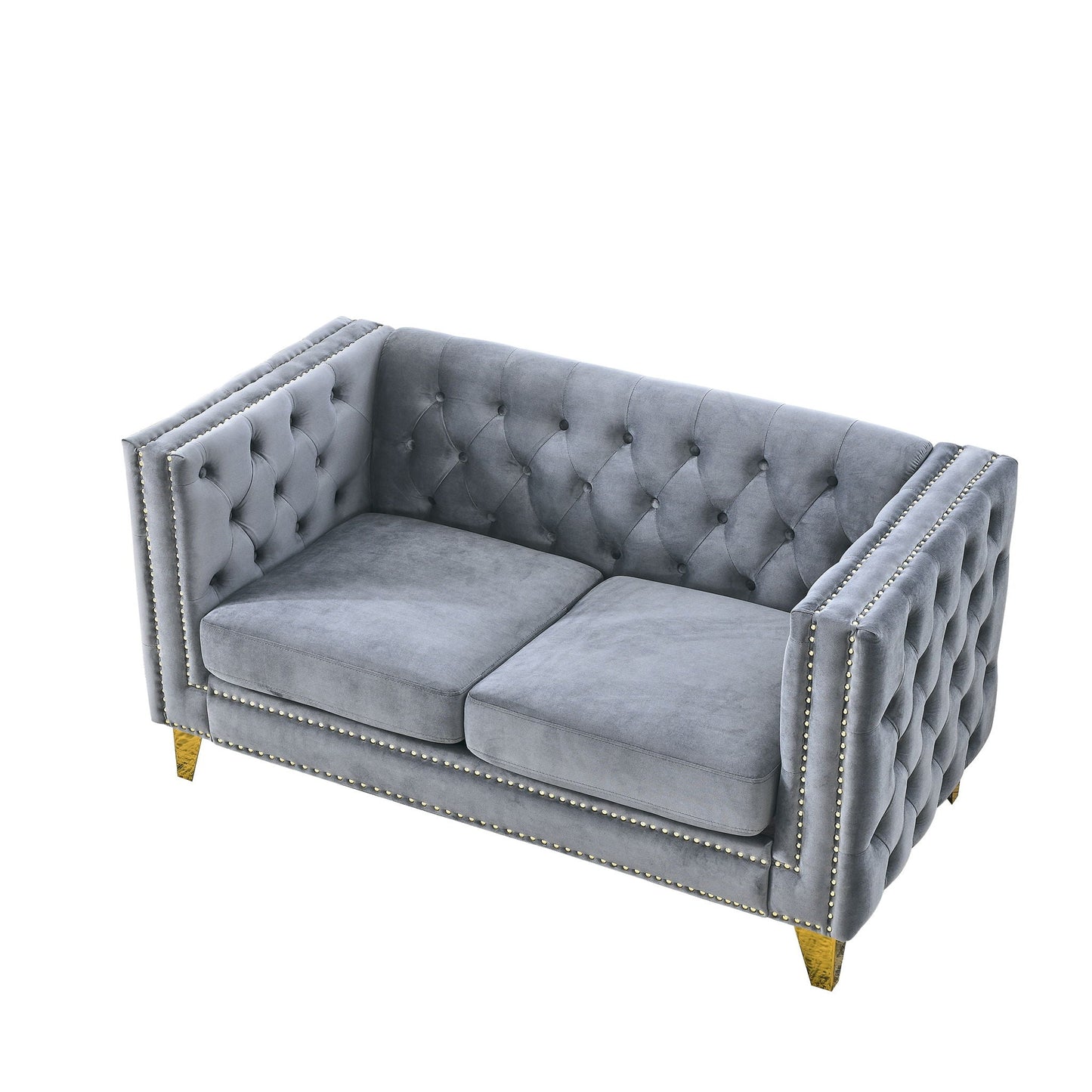 Modern Button Tufted Sofa With Nailhead Trim