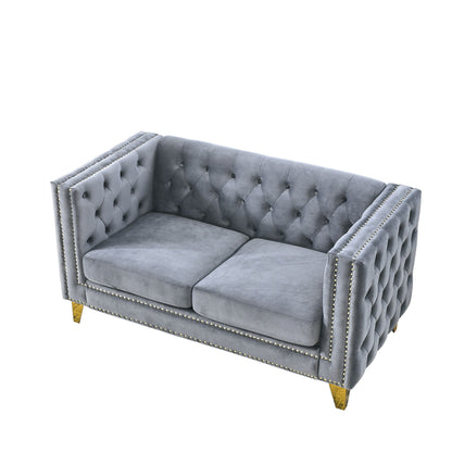 Modern Button Tufted Sofa With Nailhead Trim