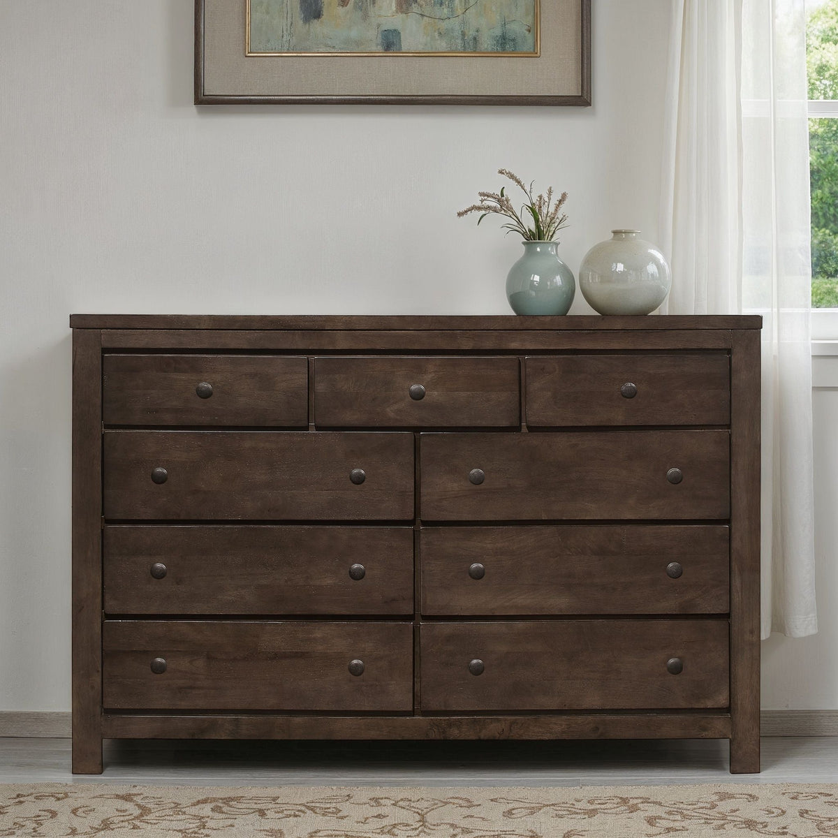 9 Drawer Dresser with Farmhouse Design in brown wood by HouseOfZazla on Tampa Home & Garden Store