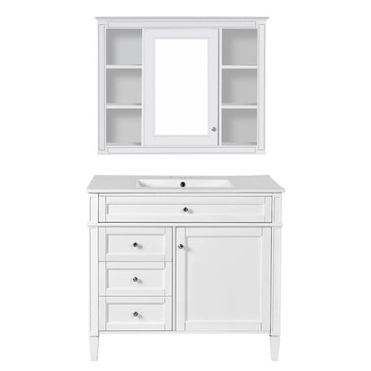 Bathroom Vanity With Mirror Cabinet white finish with 2 soft closing doors and 4 drawers on Tampa Home & Garden Store