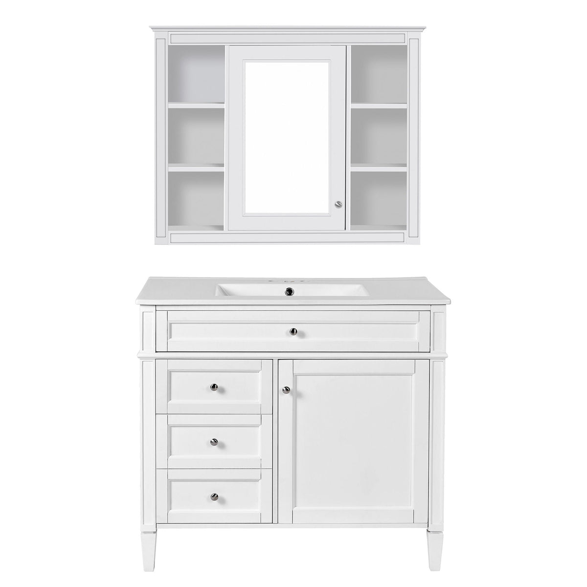 Bathroom vanity with mirror cabinet and single sink, white finish, soft-close doors HouseOfZazla on Tampa Home & Garden Store