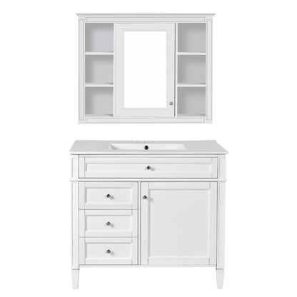 Bathroom vanity with mirror cabinet and single sink, white finish, soft-close doors HouseOfZazla on Tampa Home & Garden Store