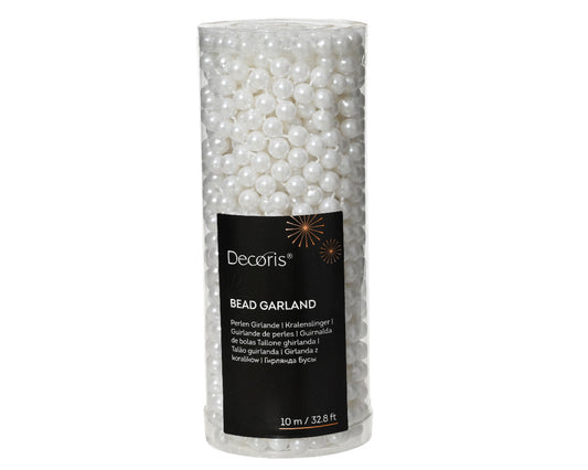Winter White Bead Garland - 32 Feet Long - Tampa Home & Garden Store
