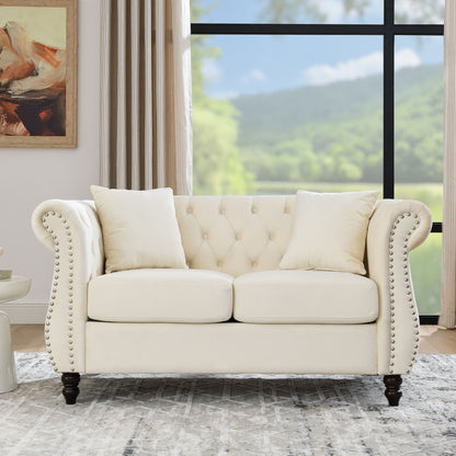 Chesterfield Sofa With Nailhead Trim and Cushions