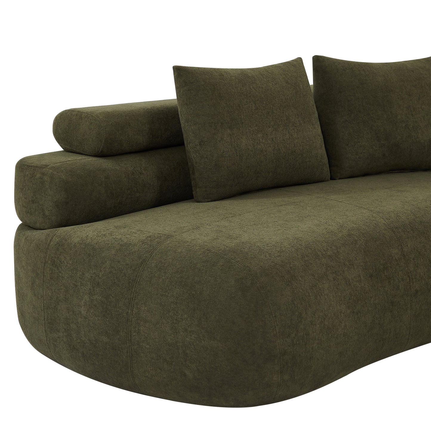 122in olive green curved sectional sofa by HouseOfZazla with plush cushions on Tampa Home & Garden Store