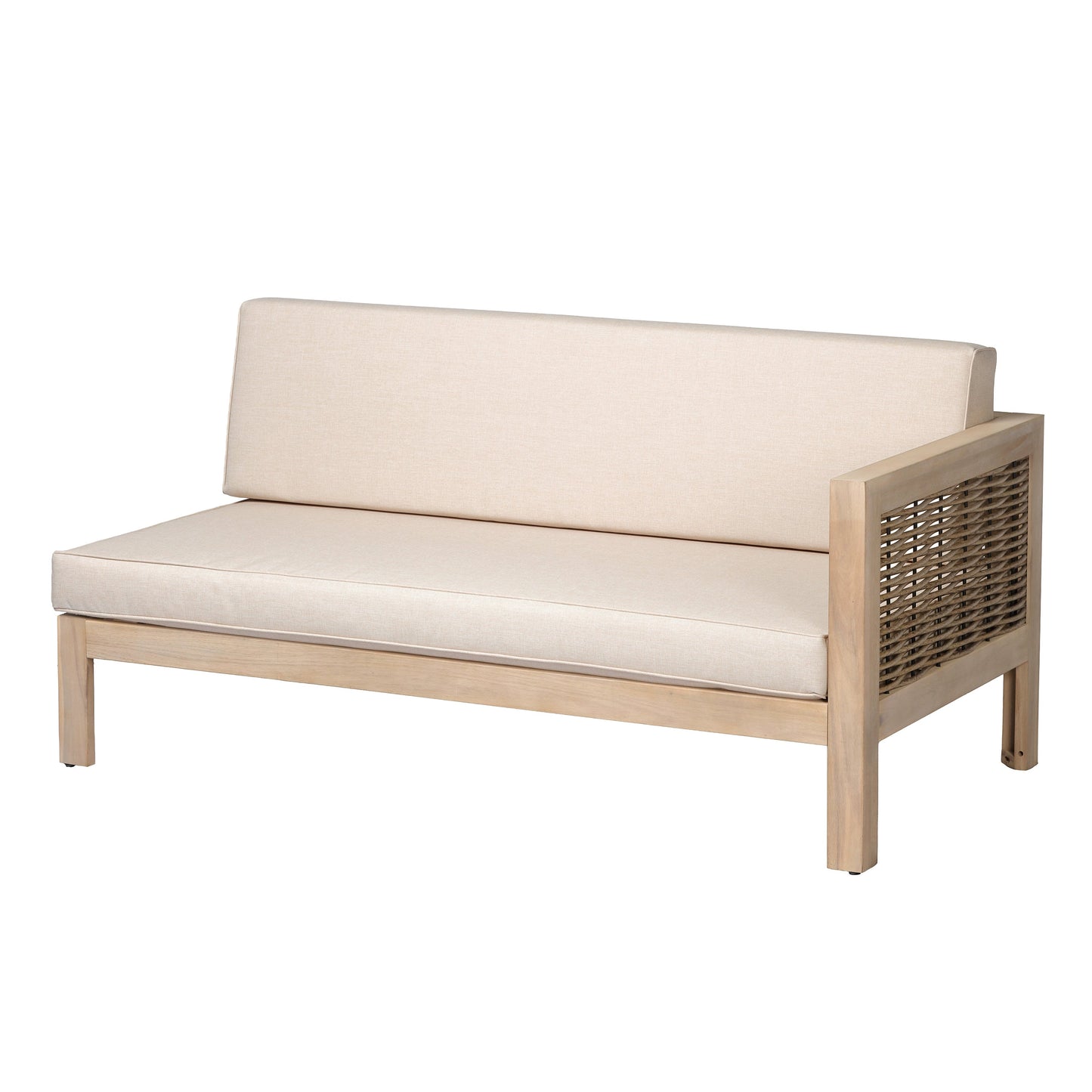 Emir Acacia 5 Seater Sofa by HouseOfZazla beige cushions natural acacia frame on Tampa Home & Garden Store