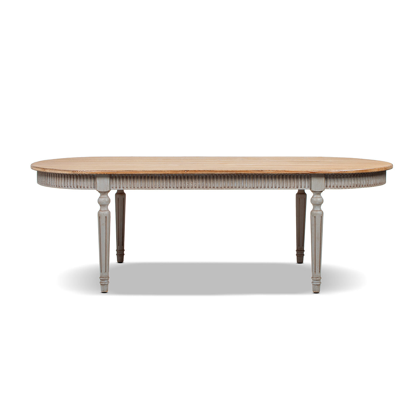 Colette 94' Reclaimed Wood Oval Table oak top ribbed apron carved tapered legs HouseOfZazla on Tampa Home & Garden Store