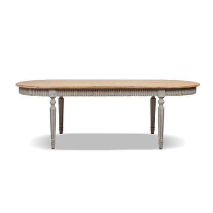 Colette 94' Reclaimed Wood Oval Table oak top ribbed apron carved tapered legs HouseOfZazla on Tampa Home & Garden Store