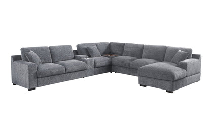 Celine Fabric Corner Sectional Sofa with Right-Facing Chaise, gray, cupholders, charging ports on Tampa Home & Garden Store