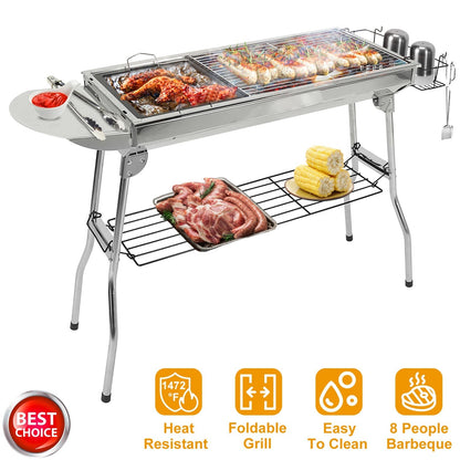 GemGear foldable charcoal stainless steel BBQ grill with side shelf on Tampa Home & Garden Store