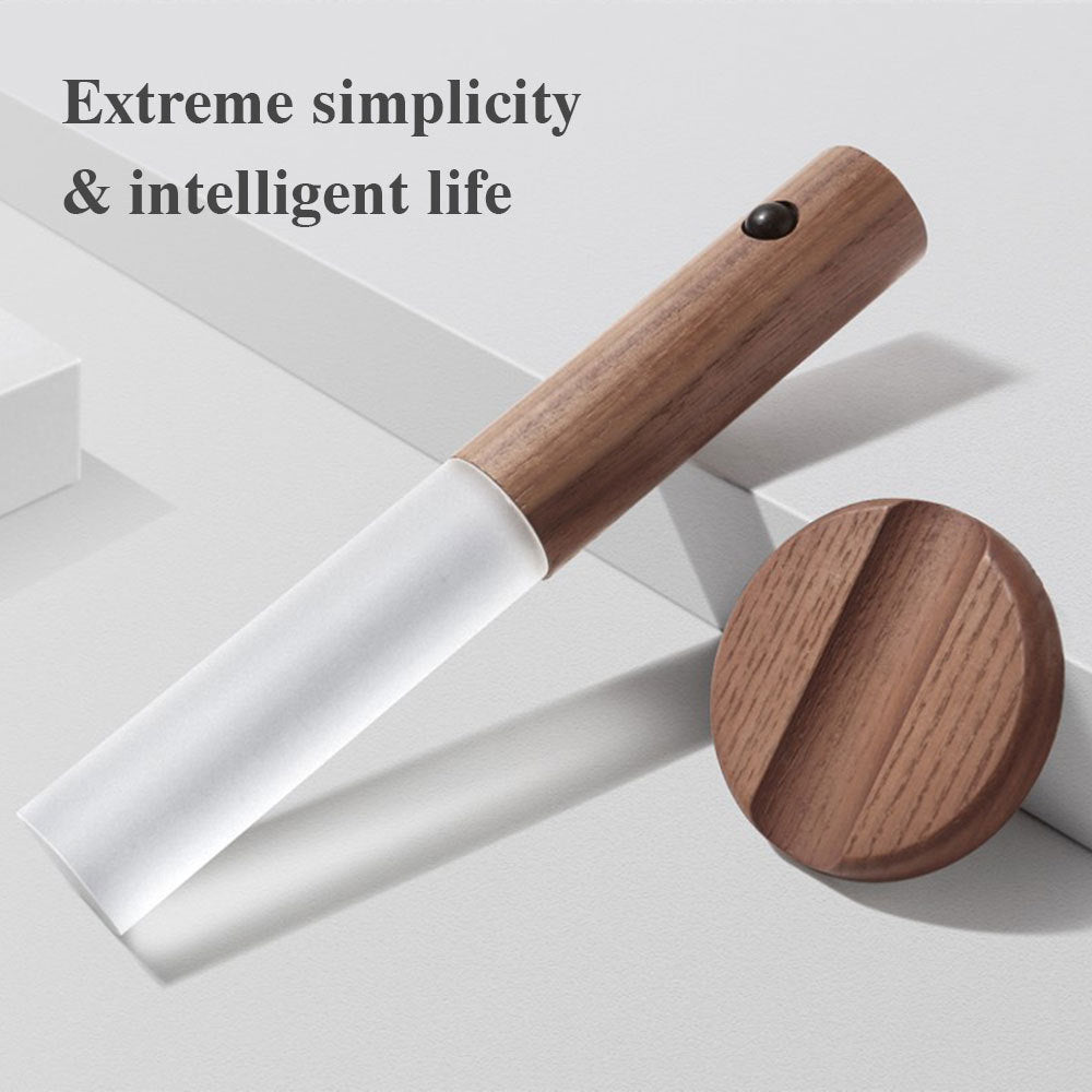 PIR Motion Sensor Night Light wooden LED wall lamp; rechargeable, white light, wood finish on Tampa Home & Garden Store