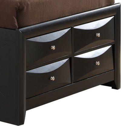 Storage bed by HouseOfZazla with four curved-front drawers in black finish on Tampa Home & Garden Store