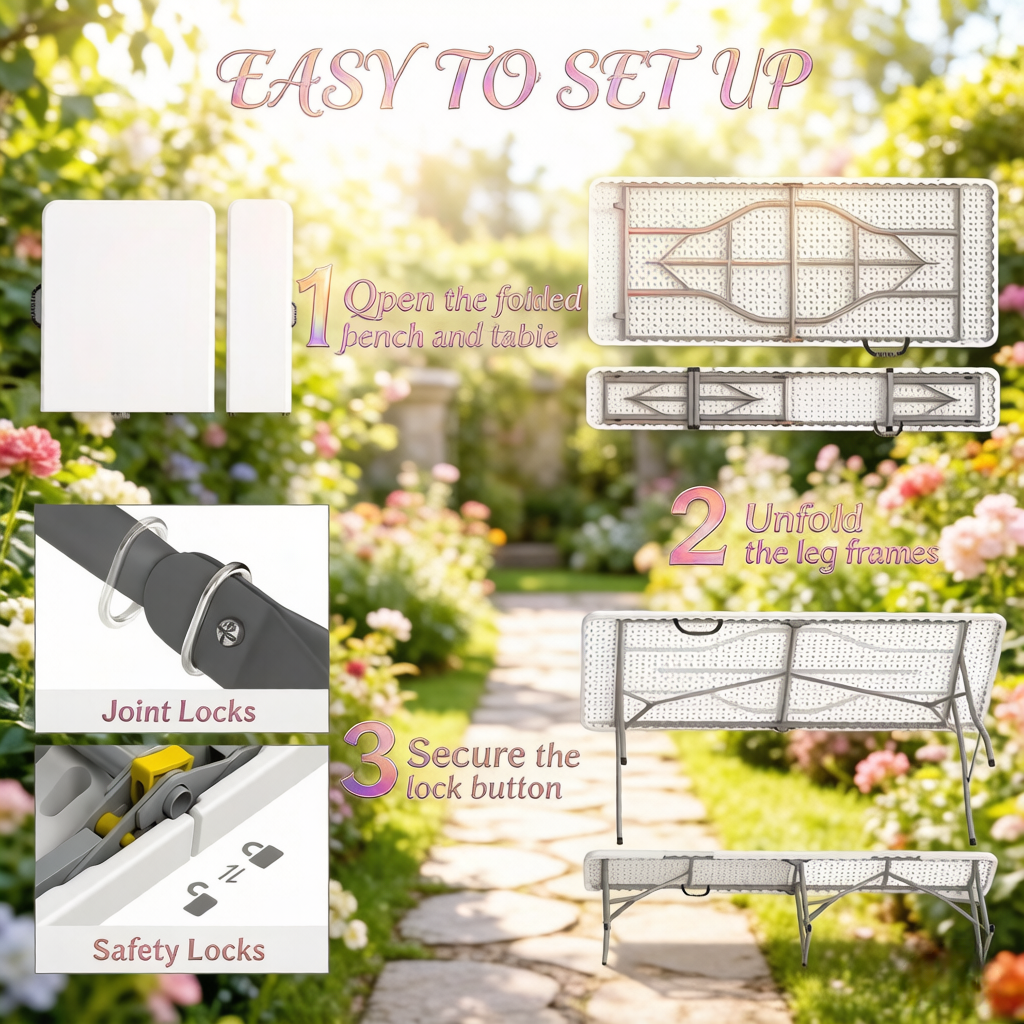 Portable Foldable Picnic Table and Chairs Set