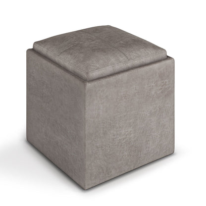 Rockwood Upholstered Cube Ottoman with Tray