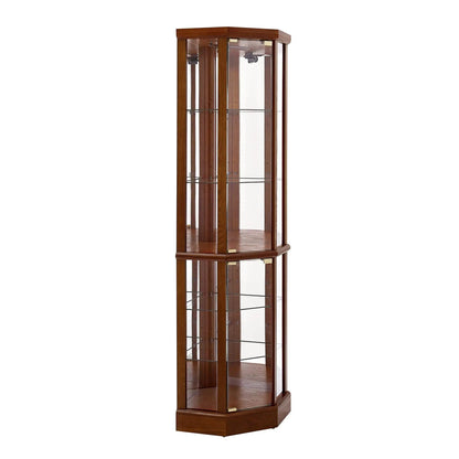 6 Shelf Lighted Corner Curio Cabinet with adjustable tempered glass shelves and mirror back on Tampa Home & Garden Store