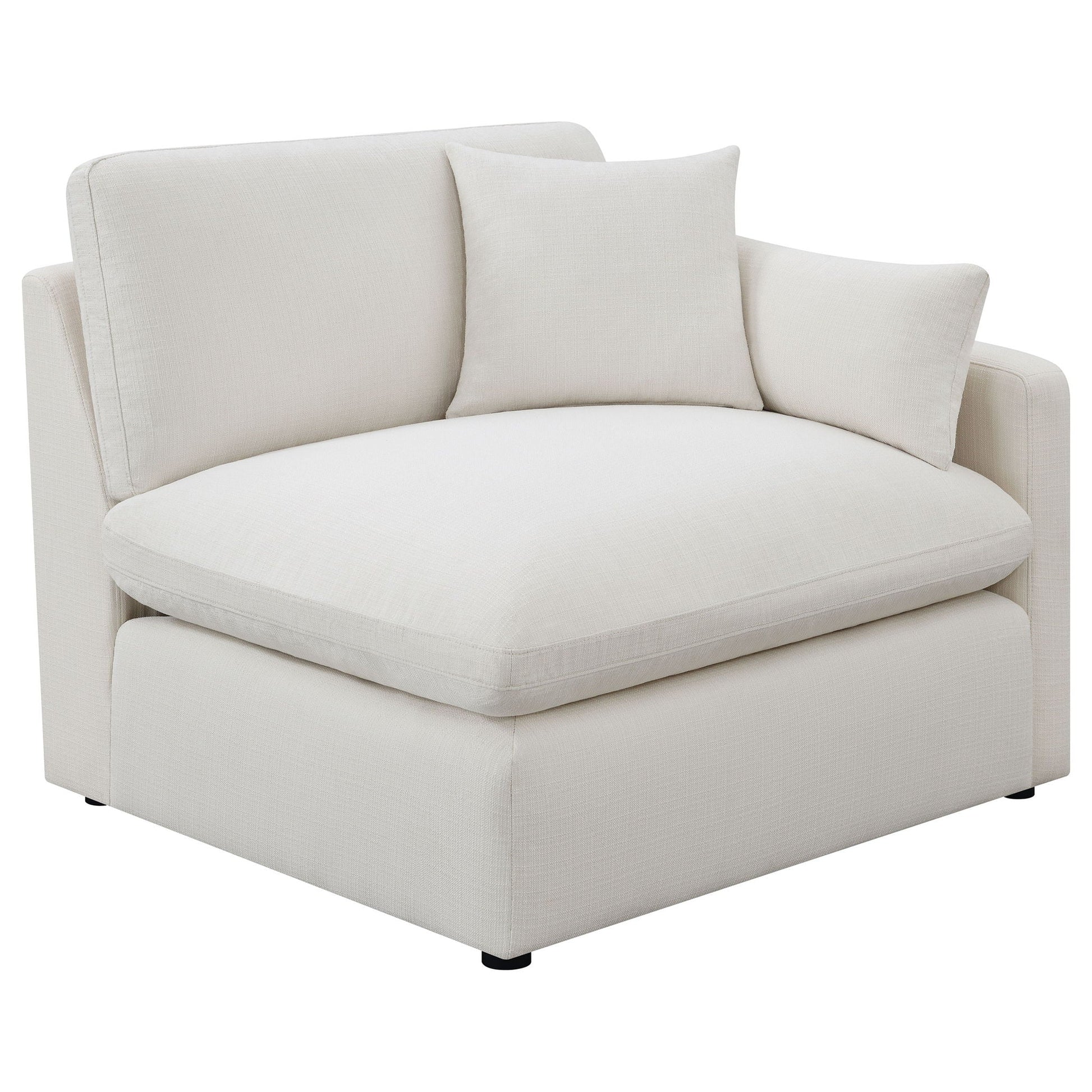 Greeley 5 Piece Upholstered Modular Sectional Sofa Ivory fabric by HouseOfZazla, stationary on Tampa Home & Garden Store