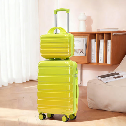 Two-piece gradient lime PC spinner luggage set (14/20 in) with locks on Tampa Home & Garden Store