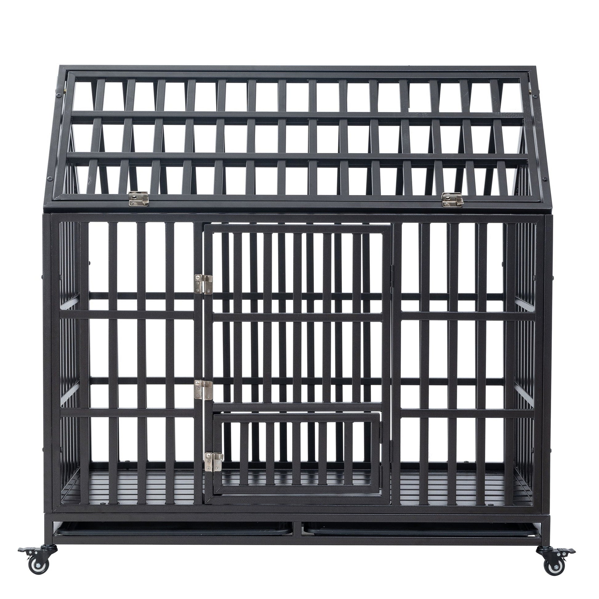 Heavy Duty Dog Crate Lockable Wheels black metal cage with latches HouseOfZazla on Tampa Home & Garden Store