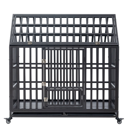 Heavy Duty Dog Crate Lockable Wheels black metal cage with latches HouseOfZazla on Tampa Home & Garden Store