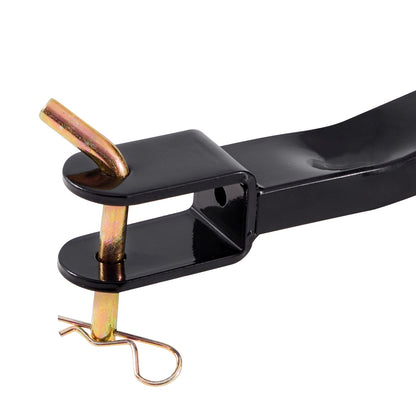 Dump Trailer hitch assembly with copper-colored pin on black metal frame for garden carts on Tampa Home & Garden Store