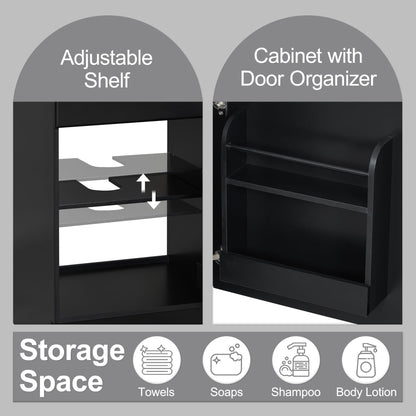 HouseOfZazla bathroom vanity with sink, black cabinet, adjustable shelf and door organizer on Tampa Home & Garden Store