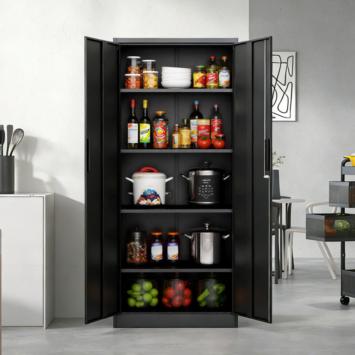 Steel garage storage cabinet with adjustable shelves and lock in black by HouseOfZazla on Tampa Home & Garden Store