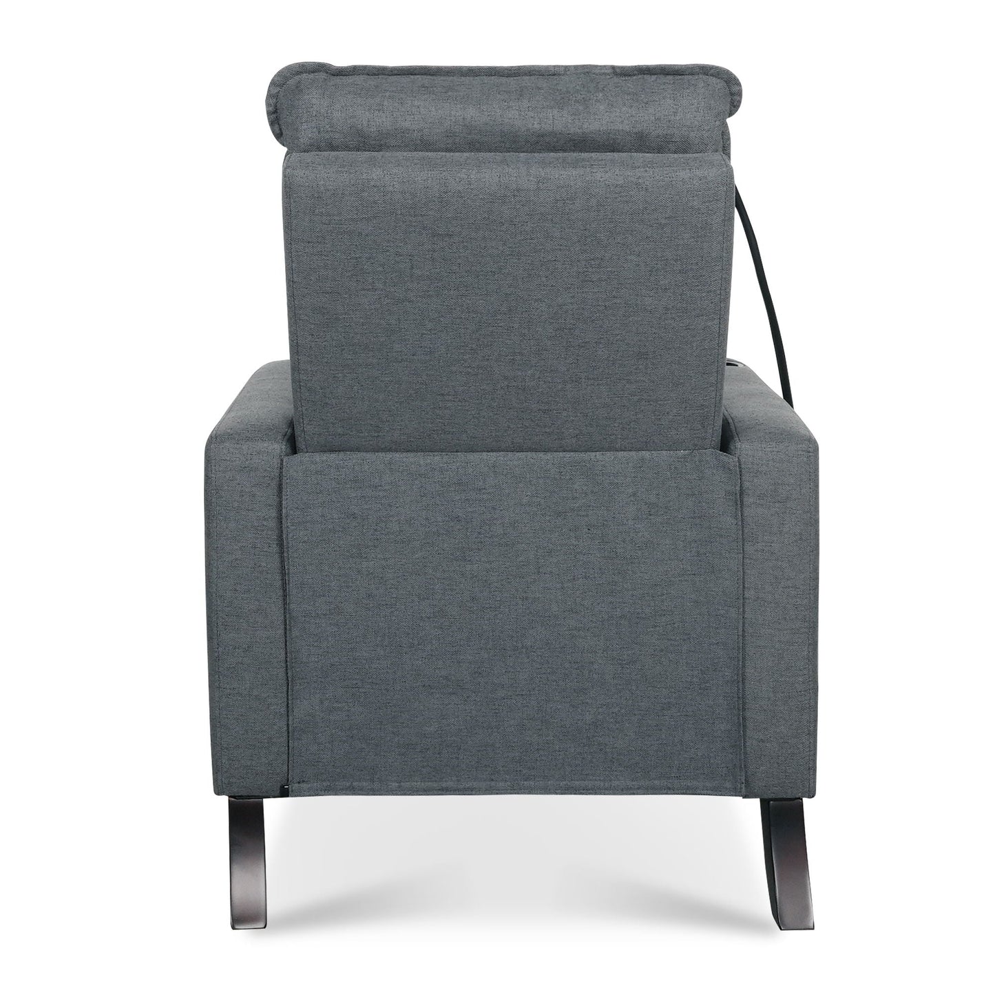 Recliner chair back view in gray fabric with metal legs for living room on Tampa Home & Garden Store