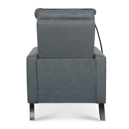 Recliner chair back view in gray fabric with metal legs for living room on Tampa Home & Garden Store