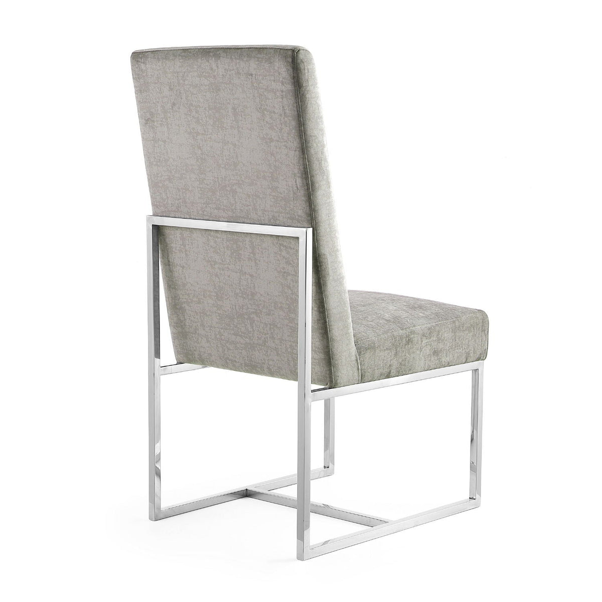 Element Dining Chair by HouseOfZazla, grey velvet upholstery with chrome cantilever frame on Tampa Home & Garden Store