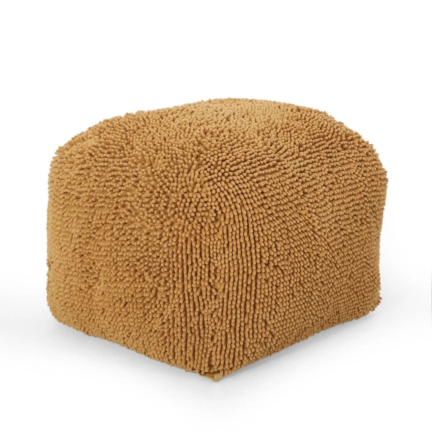 Spongy square pouf with tan chenille cover, soft seating by Unique Piece Furniture on Tampa Home & Garden Store