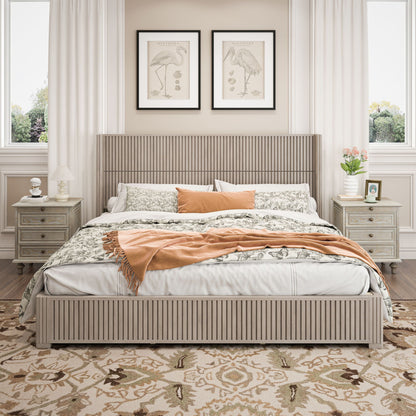 Modern Platform Bed Frame with Tall Headboard